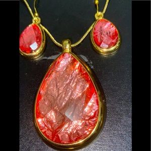 Teardrop Charm Necklace with Teardrop Earrings